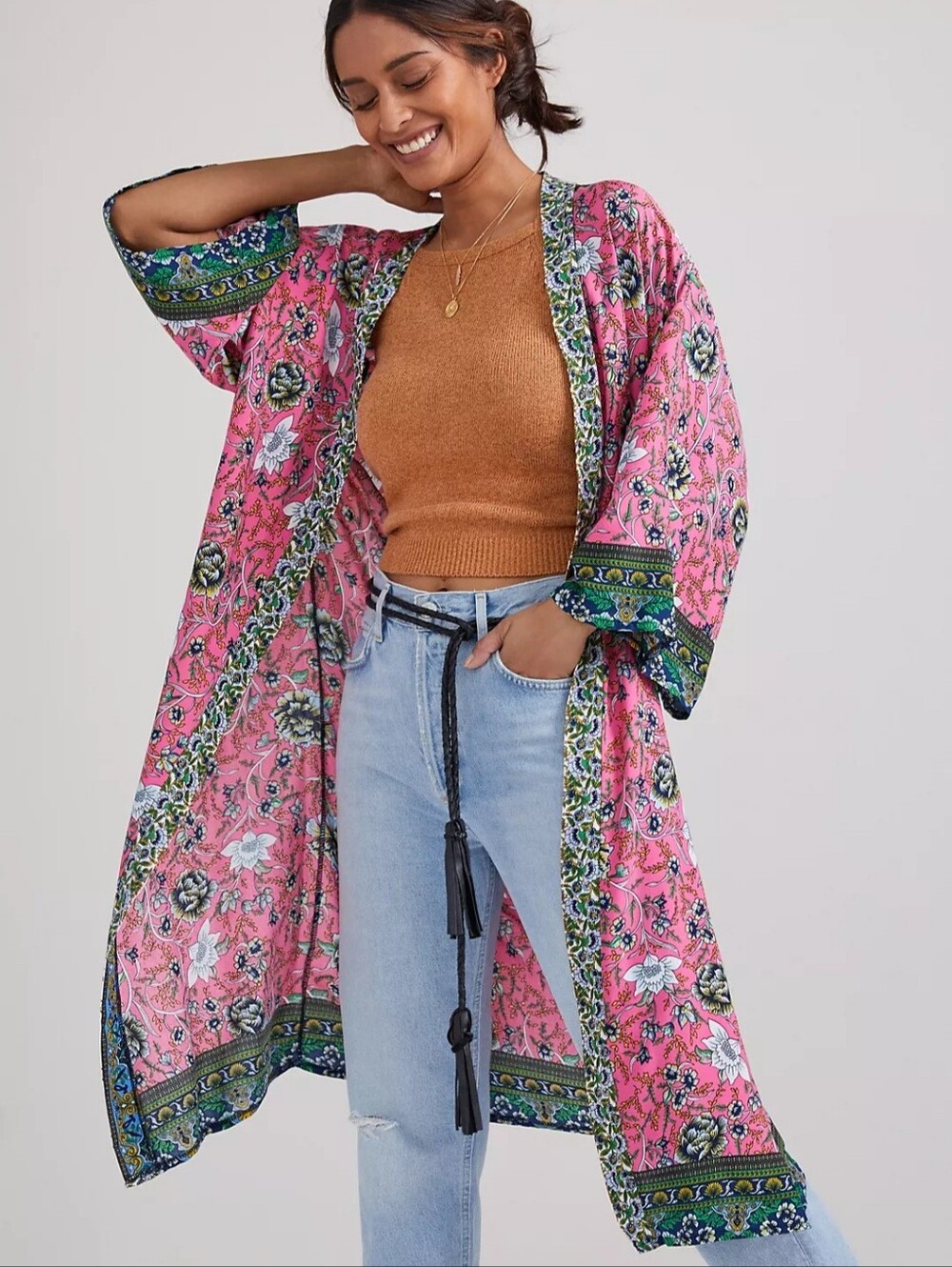 Anthropologie Lyla Floral Vine Kimono